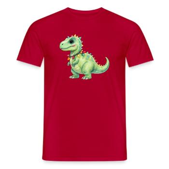 Colorful dinosaur with fairy lights - Men's T-Shirt - red - Front - AI Model Male 178 dark (178cm)