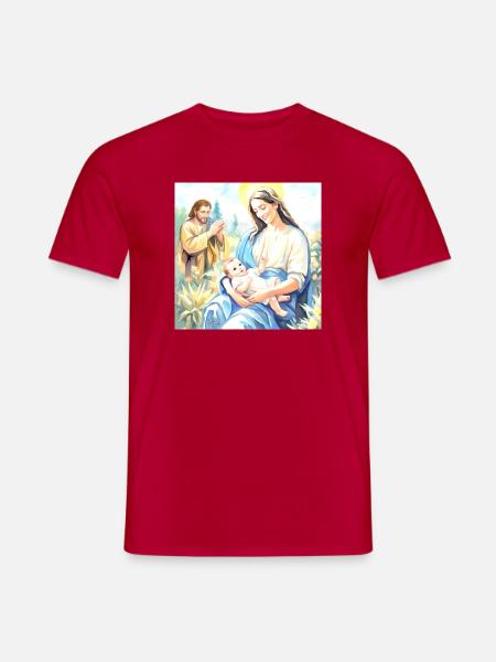 Jesu Geburt – Die Heilige Familie - Männer T-Shirt - Rot