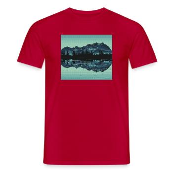 Retro Pixel Art Mountain Lake - Männer T-Shirt - Rot - Vorne - AI Model Male 178 dark (178cm)