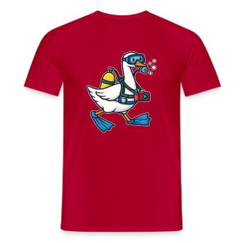 Diver Duck with Camera - Men's T-Shirt - red - Front - AI Model Male 178 dark (178cm)