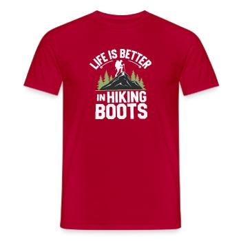Life is Better in Hiking Boots - Men's T-Shirt - red - Front - AI Model Male 178 dark (178cm)