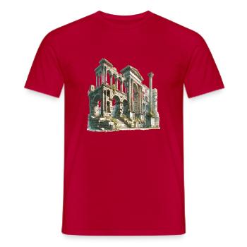 Ancient Ruins Architecture Illustration - Men's T-Shirt - red - Front - AI Model Male 178 dark (178cm)