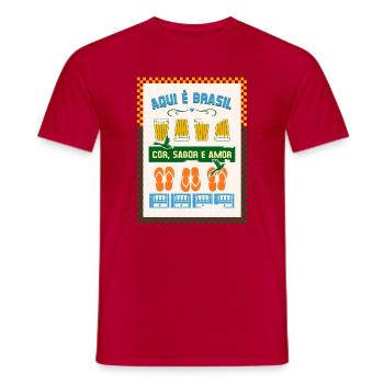 Aqui é Brasil: Cor Sabor Amor - Men's T-Shirt - red - Front - AI Model Male 178 dark (178cm)