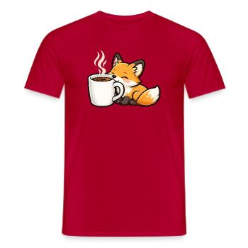Kuschelfuchs mit Kaffee - Männer T-Shirt - Rot - Vorne - AI Model Male 178 dark (178cm)