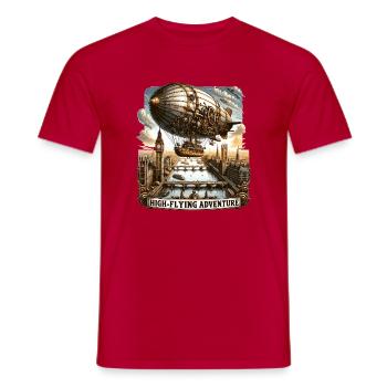 High-flying airship over London's horizon - Men's T-Shirt - red - Front - AI Model Male 178 dark (178cm)