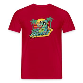 Chamäleon im Sommer Strand Urlaub Humor Motiv - Männer T-Shirt - Rot - Vorne - AI Model Male 178 dark (178cm)