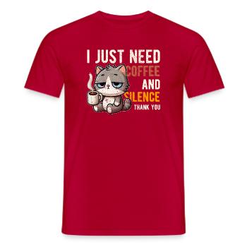 J’ai juste besoin d’un café et du silence, chat drôle - T-shirt homme - rouge - Devant - AI Model Male 178 dark (178cm)