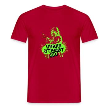Spray d’art urbain néon - T-shirt homme - rouge - Devant - AI Model Male 178 dark (178cm)