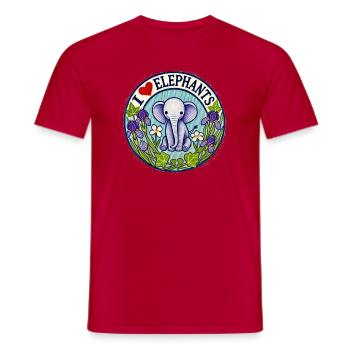 I Love Elephants Floral Circle - Men's T-Shirt - red - Front - AI Model Male 178 dark (178cm)