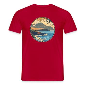 Explorez Lanzarote en Espagne Îles Canaries anciennes - T-shirt homme - rouge - Devant - AI Model Male 178 dark (178cm)
