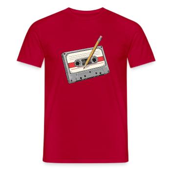 Analog cassette with pencil - Men's T-Shirt - red - Front - AI Model Male 178 dark (178cm)