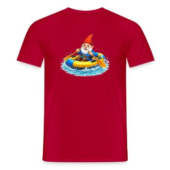 Nain de jardin en canot pneumatique en aventure estivale - T-shirt homme - rouge - Devant - AI Model Male 178 dark (178cm)