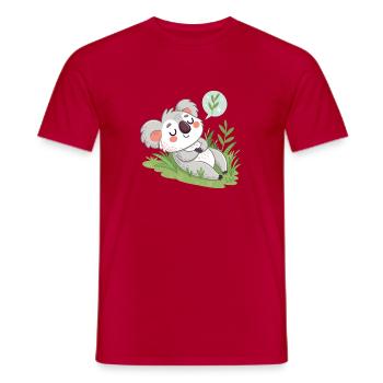 Dreamy Koala on Pastel Lawn - Men's T-Shirt - red - Front - AI Model Male 178 dark (178cm)