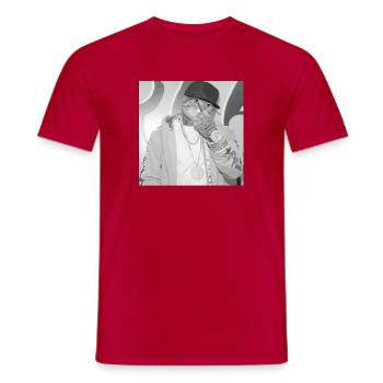 Style de rue rappeur chat - T-shirt homme - rouge - Devant - AI Model Male 178 dark (178cm)