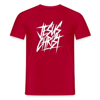 Graffiti Lettering Jesus Christ - Men's T-Shirt - red - Front - AI Model Male 178 dark (178cm)