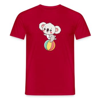 Koala on rainbow colored ball - Men's T-Shirt - red - Front - AI Model Male 178 dark (178cm)