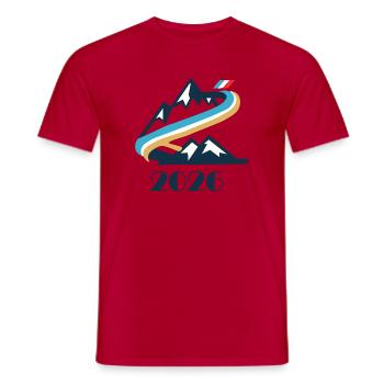 Emblème du Sentier de la Montagne 2026 - T-shirt homme - rouge - Devant - AI Model Male 178 dark (178cm)