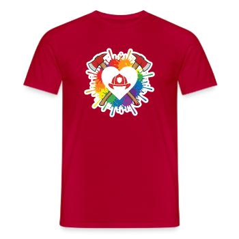 Feuerwehr Herz Regenbogen Pride Liebe Axt - Männer T-Shirt - Rot - Vorne - AI Model Male 178 dark (178cm)