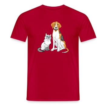 Siamese_cat_and_Foxhound_are_best_friends - Männer T-Shirt - Rot - Vorne - AI Model Male 178 dark (178cm)