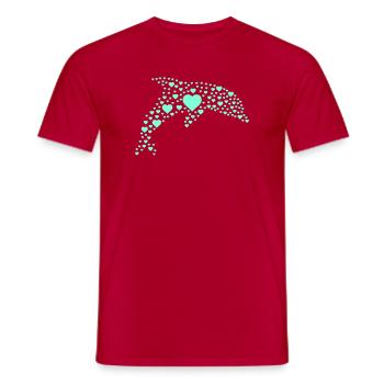 Dolphin Heart Pattern - Men's T-Shirt - red - Front - AI Model Male 178 dark (178cm)