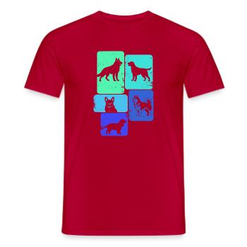 Dog Panels Paw Variety - Men's T-Shirt - red - Front - AI Model Male 178 dark (178cm)