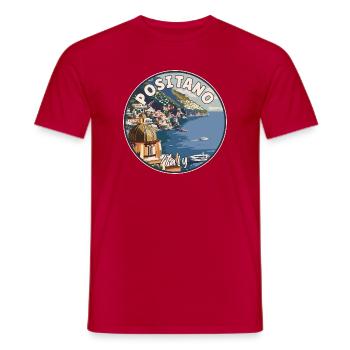 Explore Positano in Italy Mediterranean Paradise - Men's T-Shirt - red - Front - AI Model Male 178 dark (178cm)