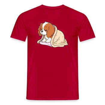 Sleeper puppy under cover - Men's T-Shirt - red - Front - AI Model Male 178 dark (178cm)