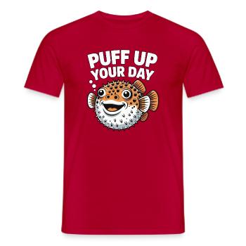Puff Up Your Day - Puffer Fish Fun - Men's T-Shirt - red - Front - AI Model Male 178 dark (178cm)