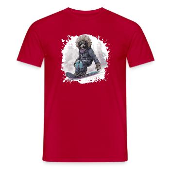 Pudel Hund Snowboard - Männer T-Shirt - Rot - Vorne - AI Model Male 178 dark (178cm)