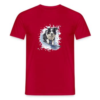 Border Collie Hund Snowboard - Männer T-Shirt - Rot - Vorne - AI Model Male 178 dark (178cm)