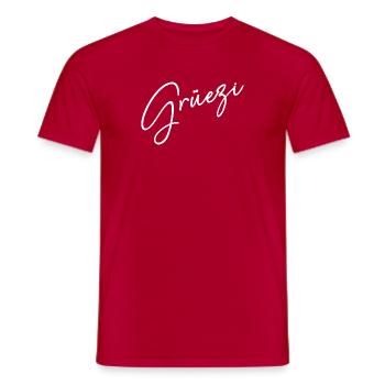 Grüezi - Hopp Schwiiz - Schweiz - Suisse - T-shirt homme - rouge - Devant - AI Model Male 178 dark (178cm)