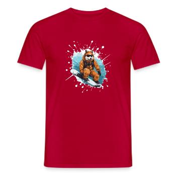 Akita Hund Snowboard - Männer T-Shirt - Rot - Vorne - AI Model Male 178 dark (178cm)
