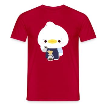 Kawaii Barista Duck - T-shirt homme - rouge - Devant - AI Model Male 178 dark (178cm)