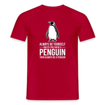 Pinguine Sprüche Lustiges Pinguine Geschenk - Männer T-Shirt - Rot - Vorne - AI Model Male 178 dark (178cm)