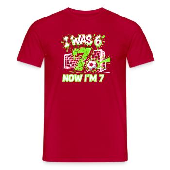 67 Six Seven Soccer Birthday Boy 7 Jahre - Männer T-Shirt - Rot - Vorne - AI Model Male 178 dark (178cm)