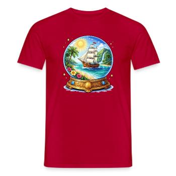 Ship's dream spherical image - Men's T-Shirt - red - Front - AI Model Male 178 dark (178cm)