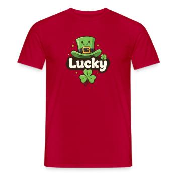 Lucky Leprechaun-Hut-Cartoon - Männer T-Shirt - Rot - Vorne - AI Model Male 178 dark (178cm)