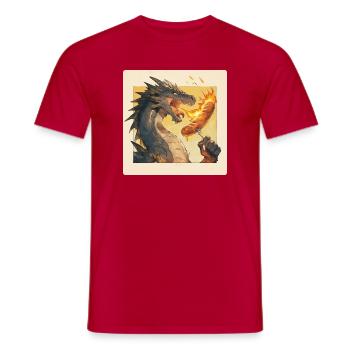 Dragon grills bratwurst - Men's T-Shirt - red - Front - AI Model Male 178 dark (178cm)