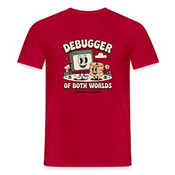 Debugger beider Welten | Debugging Dev - Männer T-Shirt - Rot - Vorne - AI Model Male 178 dark (178cm)