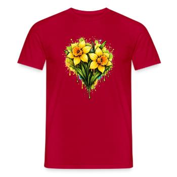 Daffodils in graffiti style - Men's T-Shirt - red - Front - AI Model Male 178 dark (178cm)
