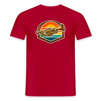 Motif rétro de coucher de soleil de trompette - T-shirt homme - rouge - Devant - AI Model Male 178 dark (178cm)