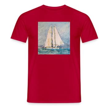 Sailboat at sea - Men's T-Shirt - red - Front - AI Model Male 178 dark (178cm)