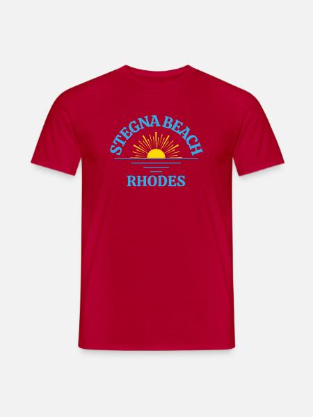 Rhodes Sunrise Beach Logo - Men's T-Shirt - red