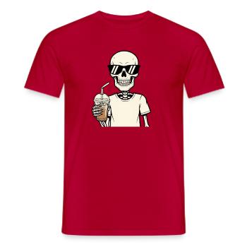 Iced Coffee Skeleton Sunglasses Coffee Junkie - Men's T-Shirt - red - Front - AI Model Male 178 dark (178cm)