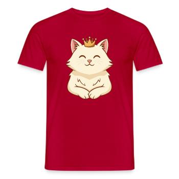 Royal cuddly cat - Men's T-Shirt - red - Front - AI Model Male 178 dark (178cm)
