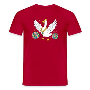 Oie royale de fête avec chaîne pailletée - T-shirt homme - rouge - Devant - AI Model Male 178 dark (178cm)