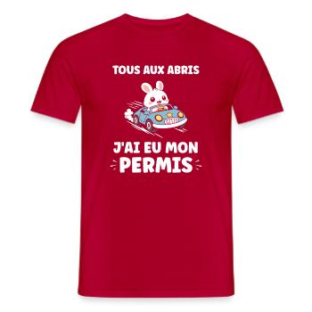 Humour j'ai mon permis de conduire - T-shirt homme - rouge - Devant - AI Model Male 178 dark (178cm)