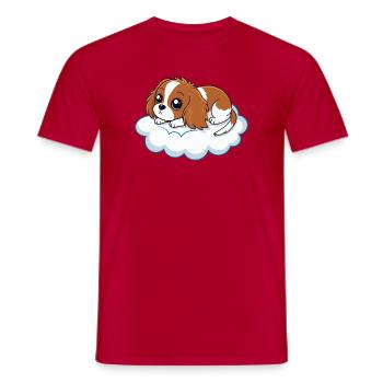 Chiot cavalier rêveur sur un nuage - T-shirt homme - rouge - Devant - AI Model Male 178 dark (178cm)