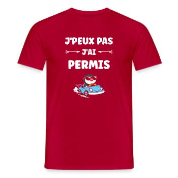 Humour permis de conduire - T-shirt homme - rouge - Devant - AI Model Male 178 dark (178cm)