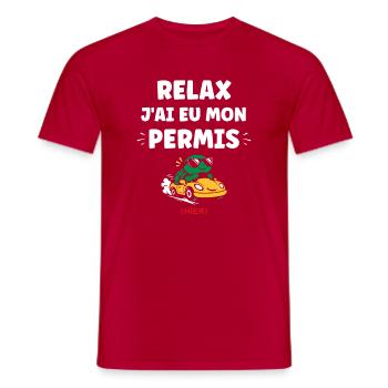 Humour permis de conduire - T-shirt homme - rouge - Devant - AI Model Male 178 dark (178cm)
